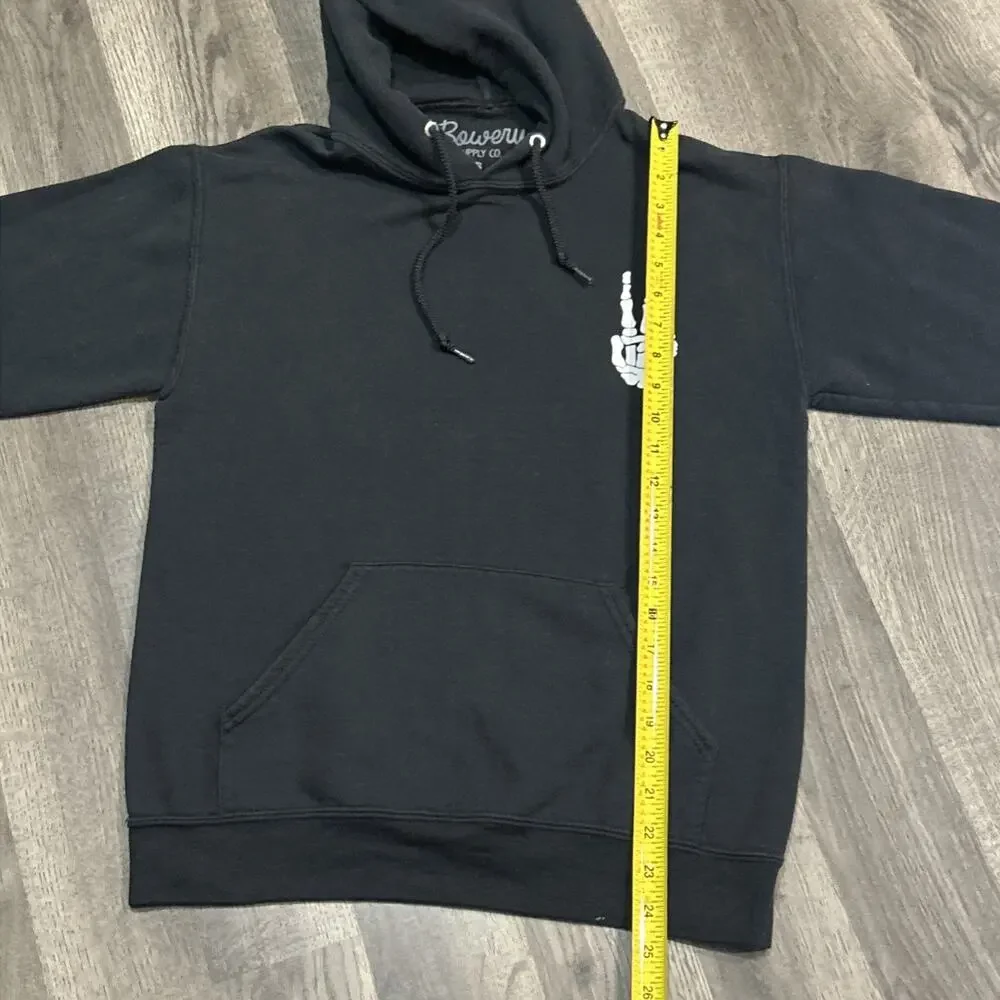 Men’s Small Bowery Supply Co. Black Skeleton Peace Hoodie